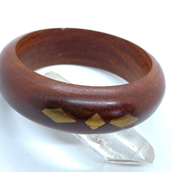 Wood & Brass Inlay Bangle Bracelet - Picture 6 of 7